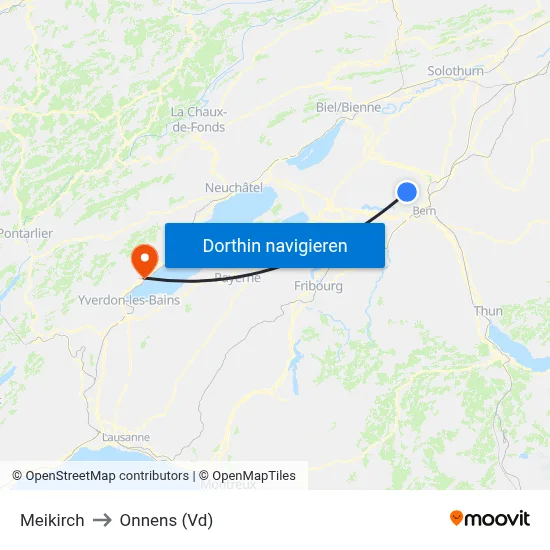 Meikirch to Onnens (Vd) map