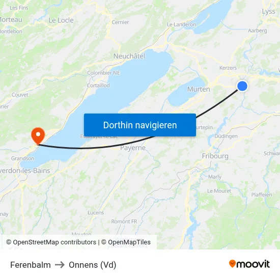 Ferenbalm to Onnens (Vd) map