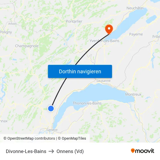 Divonne-Les-Bains to Onnens (Vd) map