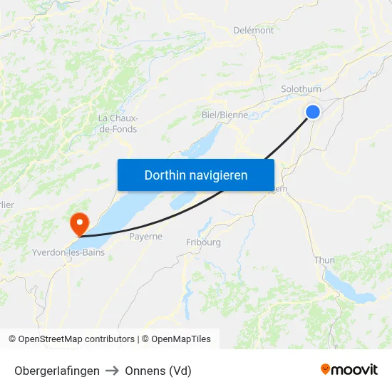 Obergerlafingen to Onnens (Vd) map