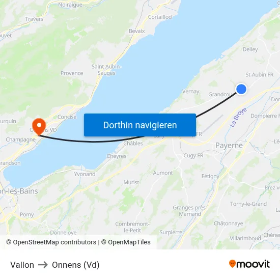 Vallon to Onnens (Vd) map