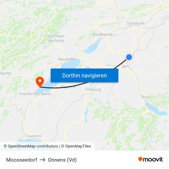 Moosseedorf to Onnens (Vd) map