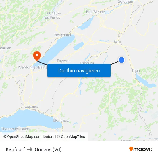 Kaufdorf to Onnens (Vd) map