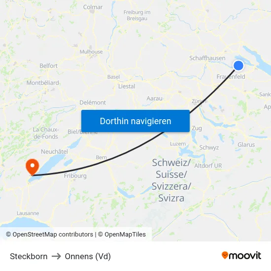 Steckborn to Onnens (Vd) map