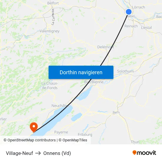 Village-Neuf to Onnens (Vd) map
