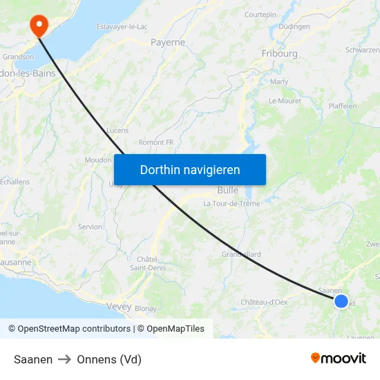 Saanen to Onnens (Vd) map