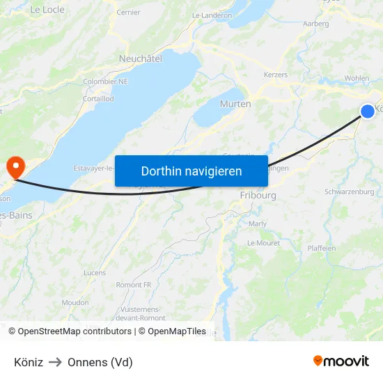 Köniz to Onnens (Vd) map