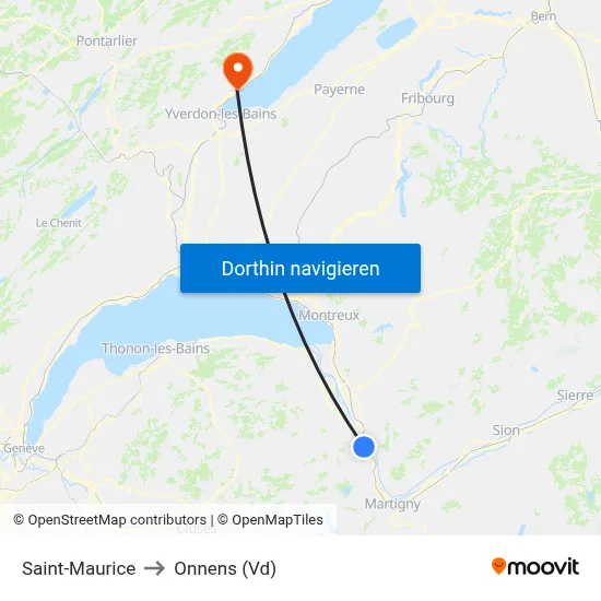 Saint-Maurice to Onnens (Vd) map