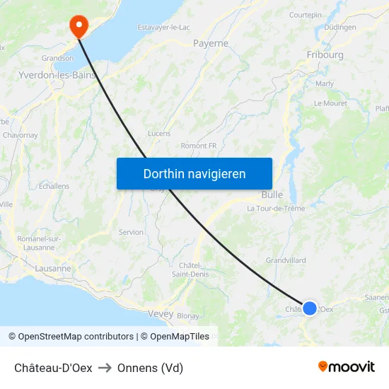 Château-D'Oex to Onnens (Vd) map