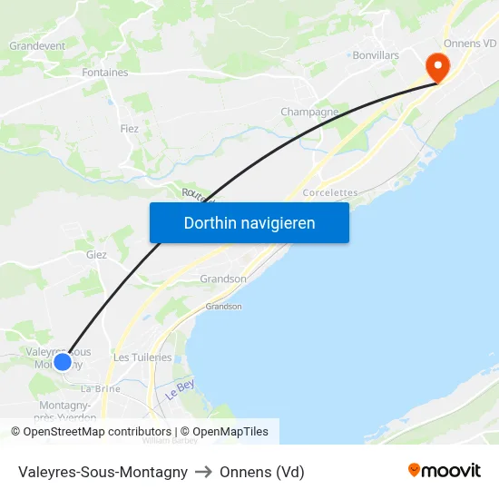 Valeyres-Sous-Montagny to Onnens (Vd) map