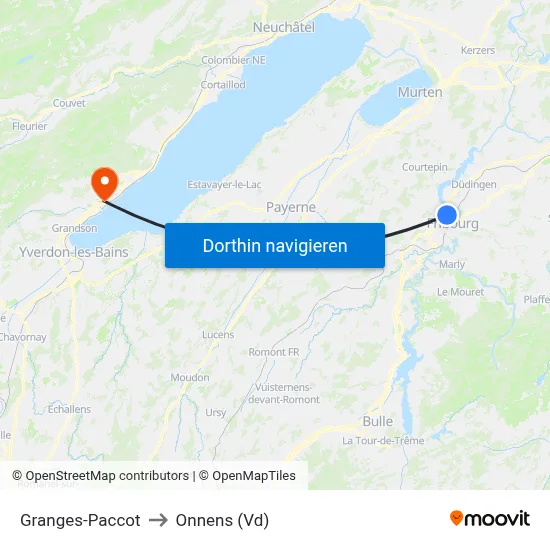 Granges-Paccot to Onnens (Vd) map