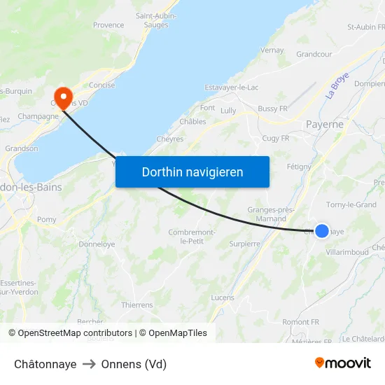 Châtonnaye to Onnens (Vd) map