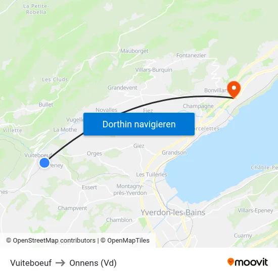Vuiteboeuf to Onnens (Vd) map