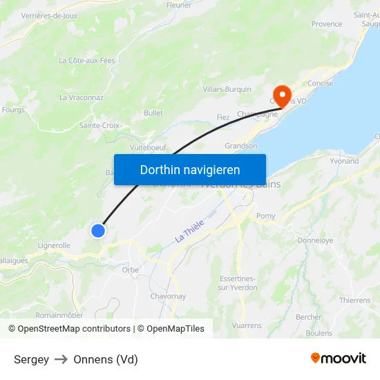 Sergey to Onnens (Vd) map