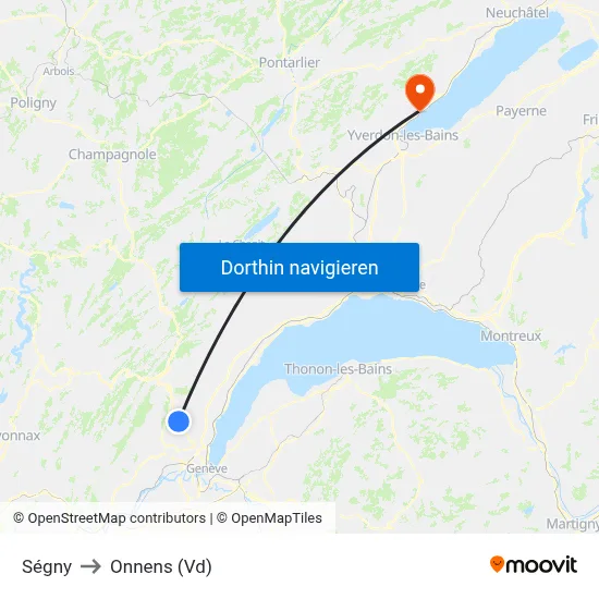 Ségny to Onnens (Vd) map