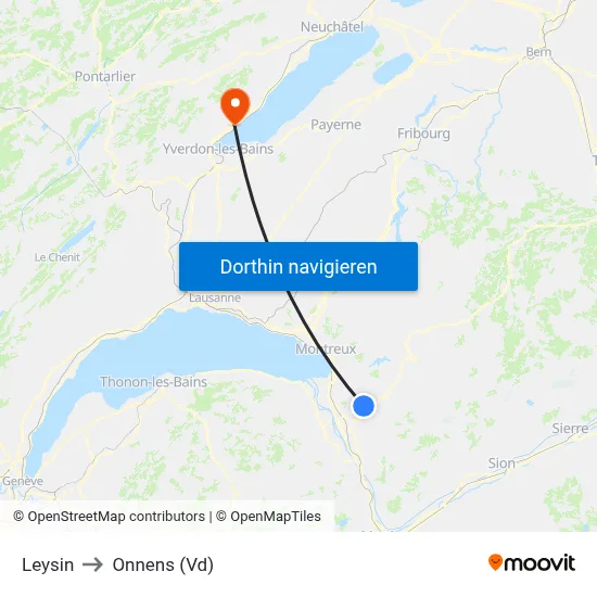 Leysin to Onnens (Vd) map