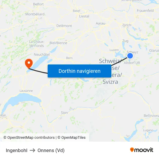 Ingenbohl to Onnens (Vd) map