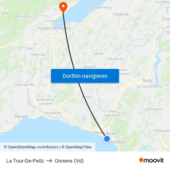 La Tour-De-Peilz to Onnens (Vd) map