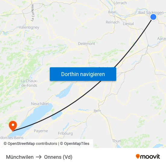 Münchwilen to Onnens (Vd) map