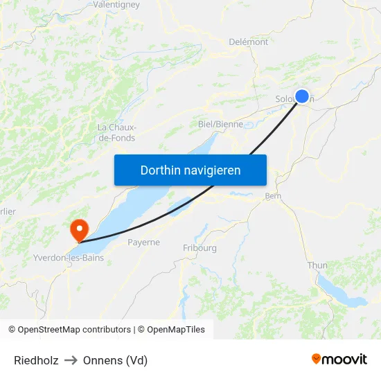 Riedholz to Onnens (Vd) map