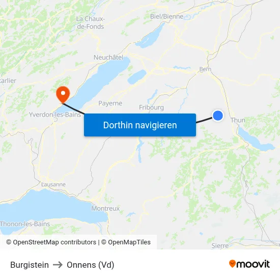 Burgistein to Onnens (Vd) map