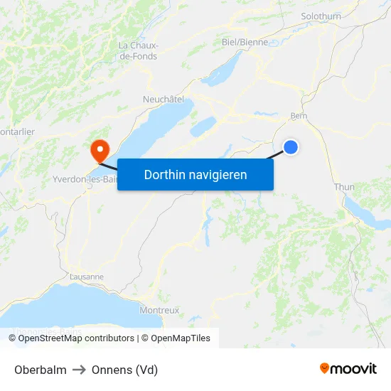 Oberbalm to Onnens (Vd) map
