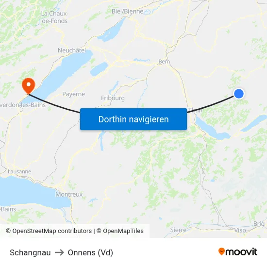 Schangnau to Onnens (Vd) map