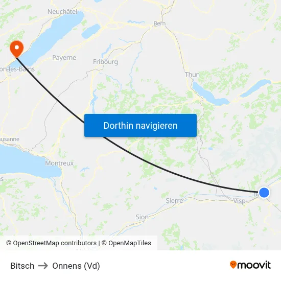 Bitsch to Onnens (Vd) map
