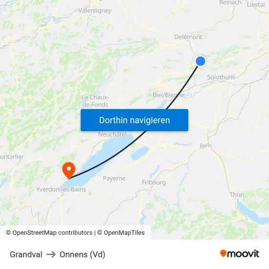 Grandval to Onnens (Vd) map