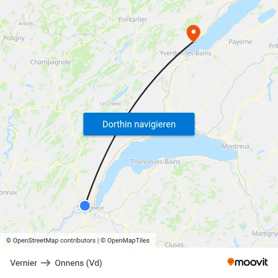 Vernier to Onnens (Vd) map