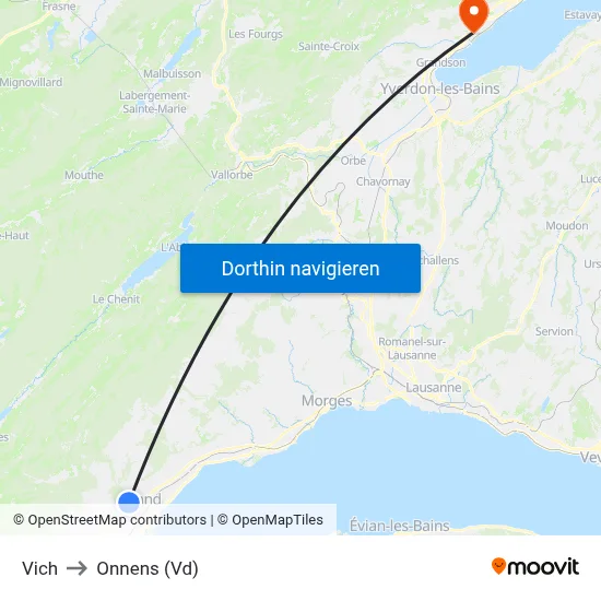 Vich to Onnens (Vd) map