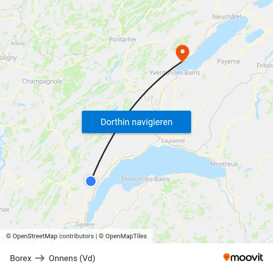Borex to Onnens (Vd) map