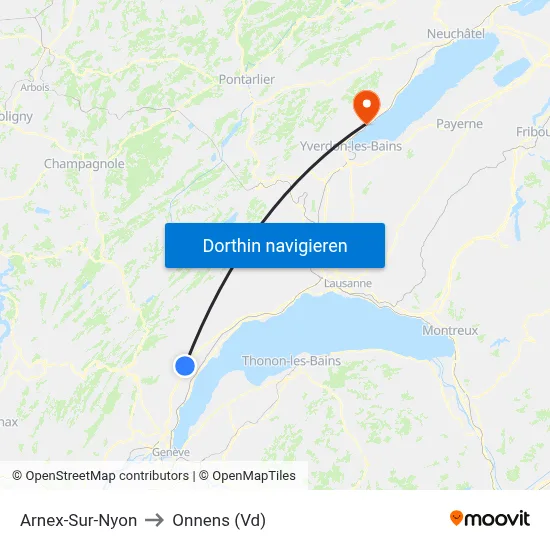 Arnex-Sur-Nyon to Onnens (Vd) map