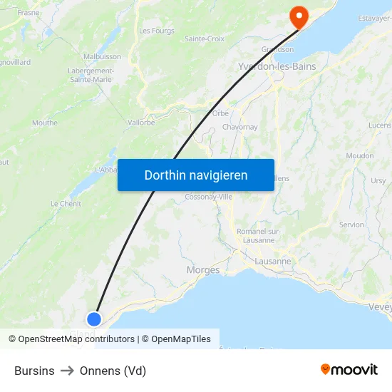 Bursins to Onnens (Vd) map
