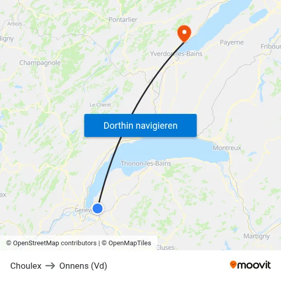 Choulex to Onnens (Vd) map
