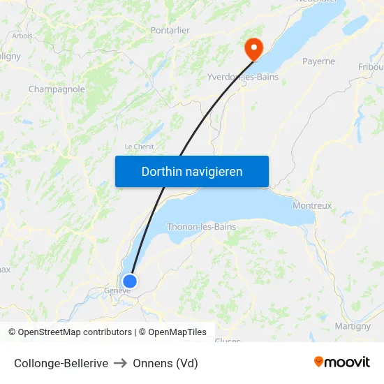 Collonge-Bellerive to Onnens (Vd) map