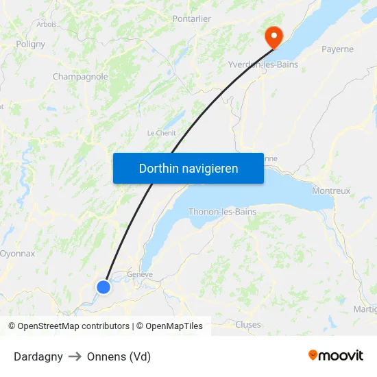 Dardagny to Onnens (Vd) map