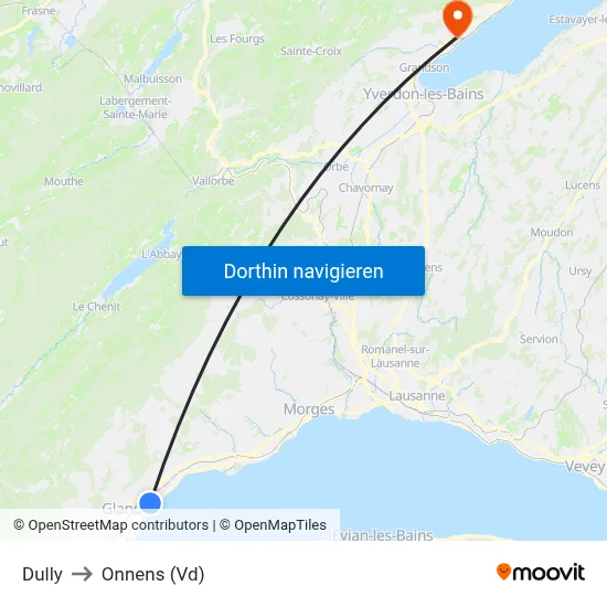 Dully to Onnens (Vd) map
