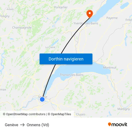 Genève to Onnens (Vd) map
