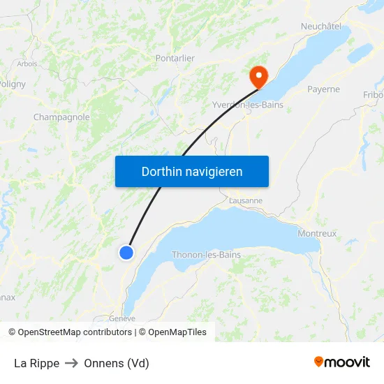 La Rippe to Onnens (Vd) map