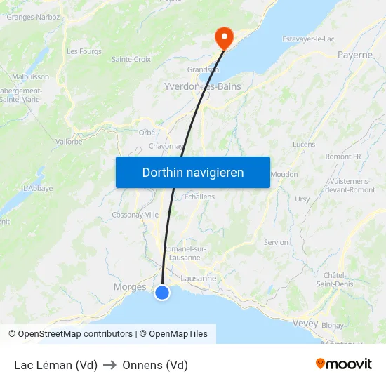 Lac Léman (Vd) to Onnens (Vd) map