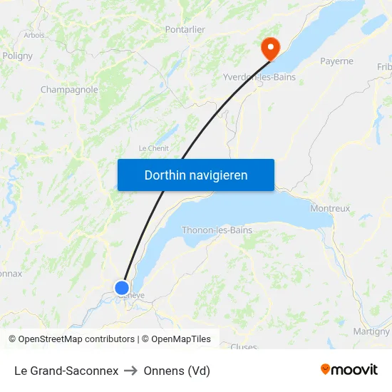 Le Grand-Saconnex to Onnens (Vd) map