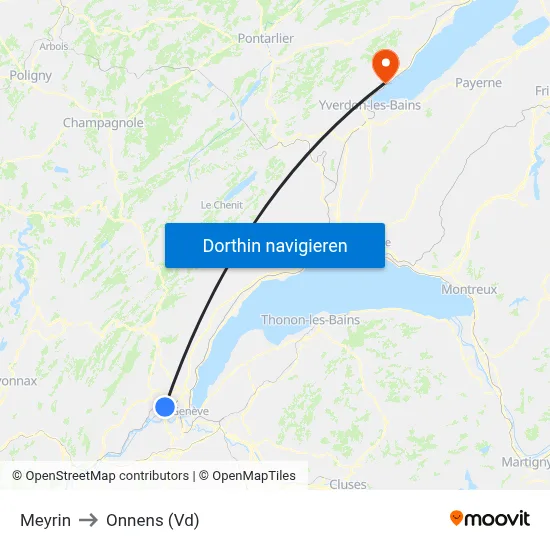 Meyrin to Onnens (Vd) map