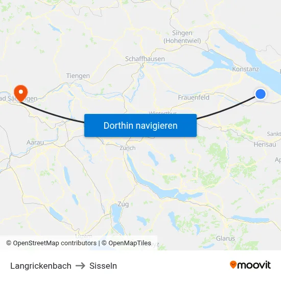 Langrickenbach to Sisseln map