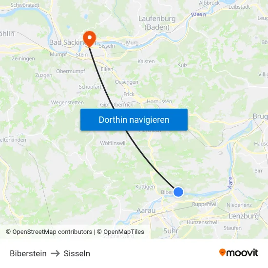 Biberstein to Sisseln map