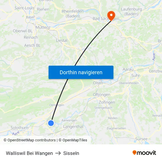 Walliswil Bei Wangen to Sisseln map