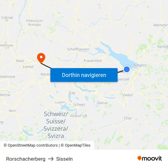 Rorschacherberg to Sisseln map