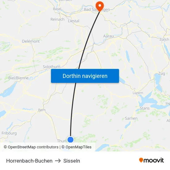 Horrenbach-Buchen to Sisseln map