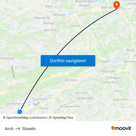Arch to Sisseln map
