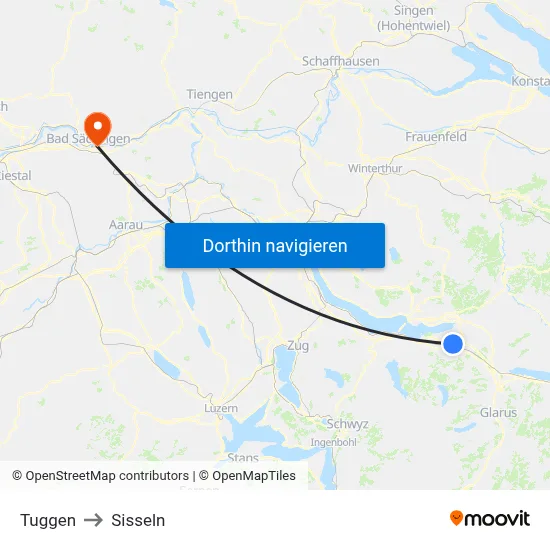 Tuggen to Sisseln map